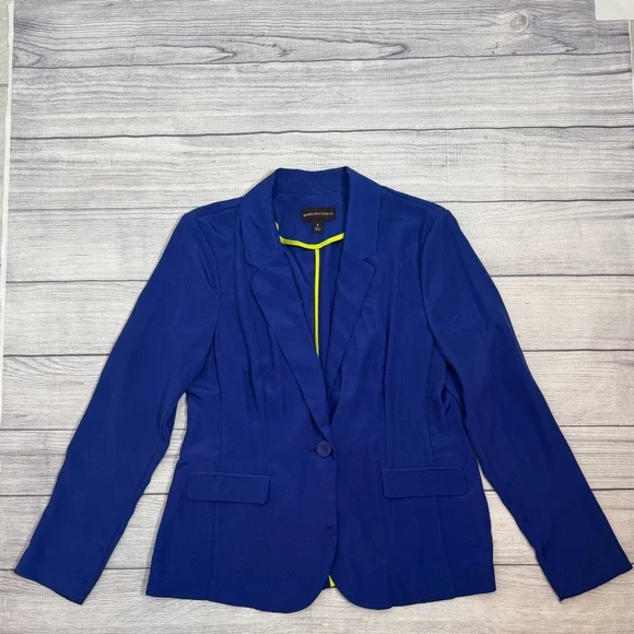 Dana Buchman Royal Blue Satin Blazer Size 8 Single Button Career Jacket - Picture 12 of 14